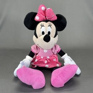 Minnie Mouse Disney Plush Soft Toy Pink Polka Dot Dress Stuffed Animal 19”